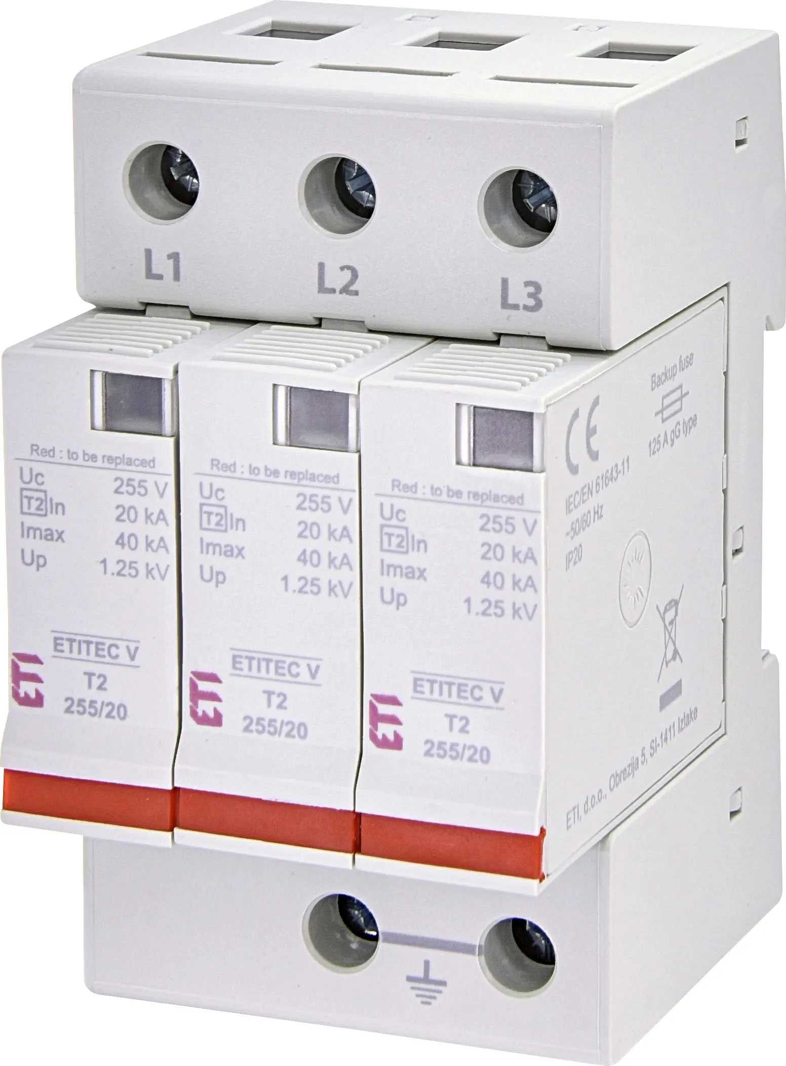 Surge arrester ETITEC V T2 440/20 3+0 RC 002442966