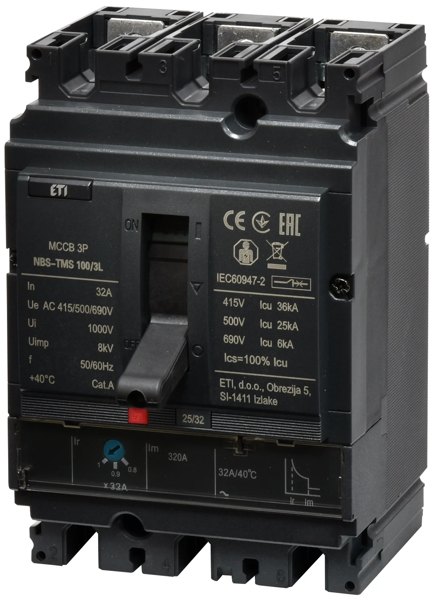 Molded Case Circuit Breaker NBS-TMS 100/3L  32A 3P 004673002