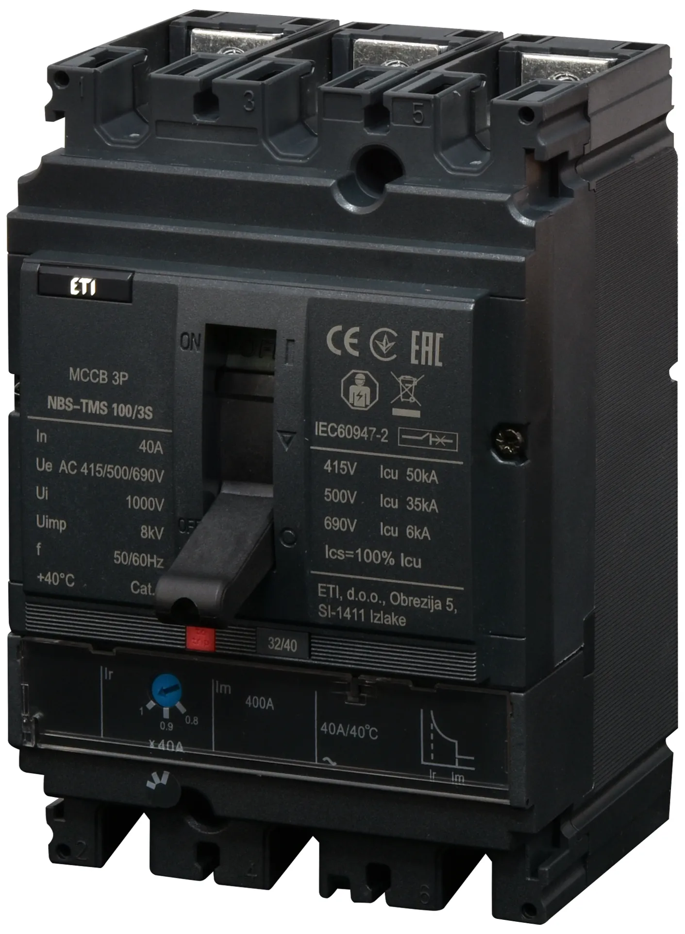 Molded Case Circuit Breaker NBS-TMS 100/3S  40A 3P 004673023