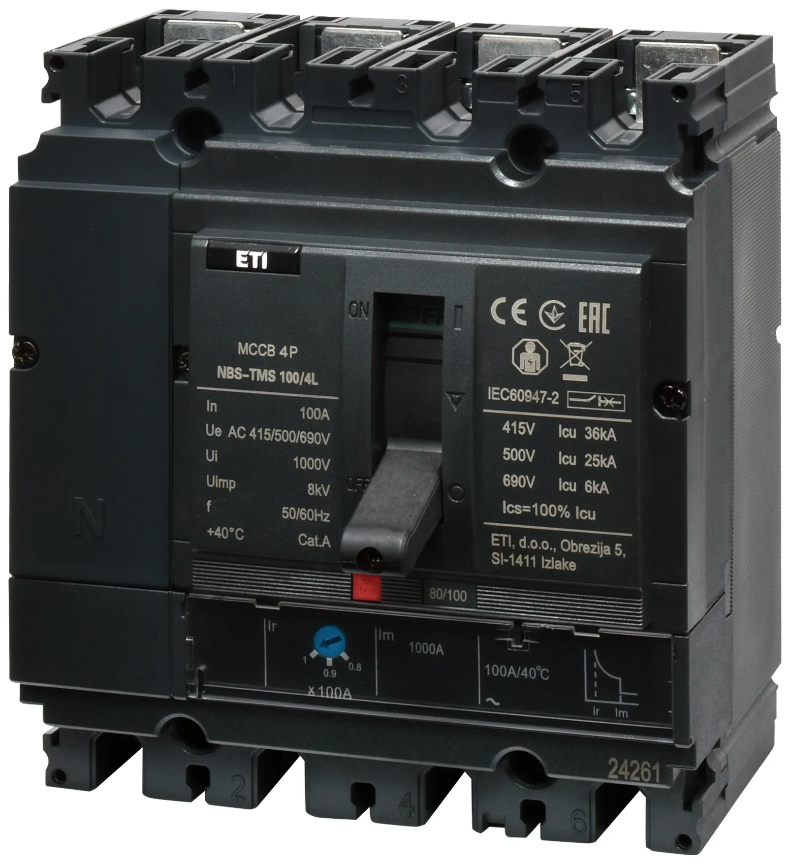 Molded Case Circuit Breaker NBS-TMS 100/4S  50A 4P 004673034